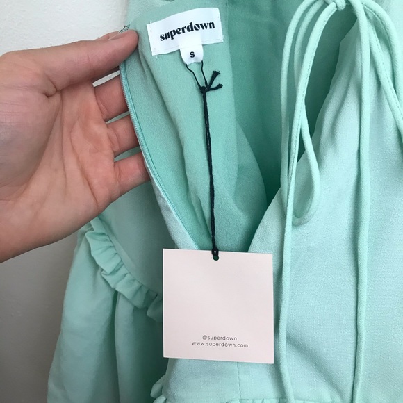 Superdown Revolve Mint Valery Lace Up Mini Dress - Picture 7 of 15